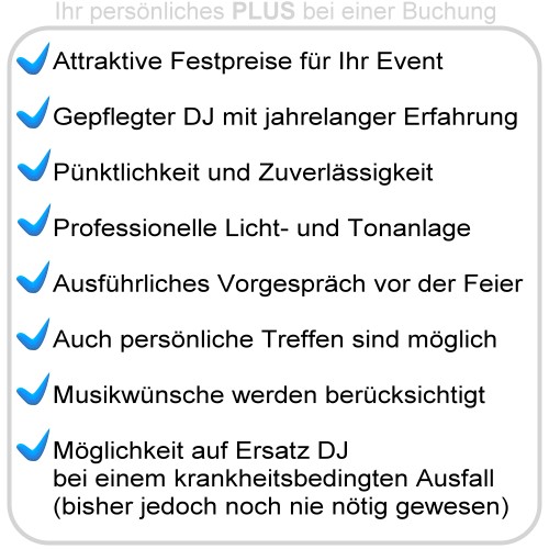 DJ Bad Gandersheim Empfehlung - Ihr PLUS bei Hochzeit, Geburtstag und Event bei DJ Tobi.